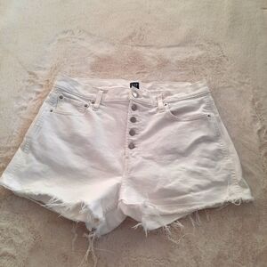 Gap Denim Button Fly Cut-Off Shorts Womens 14/32 White Beach Summer Daisy Dukes